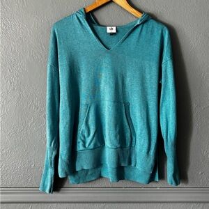 CAbi Teal Hooded Cotton Blend Sweater Medium